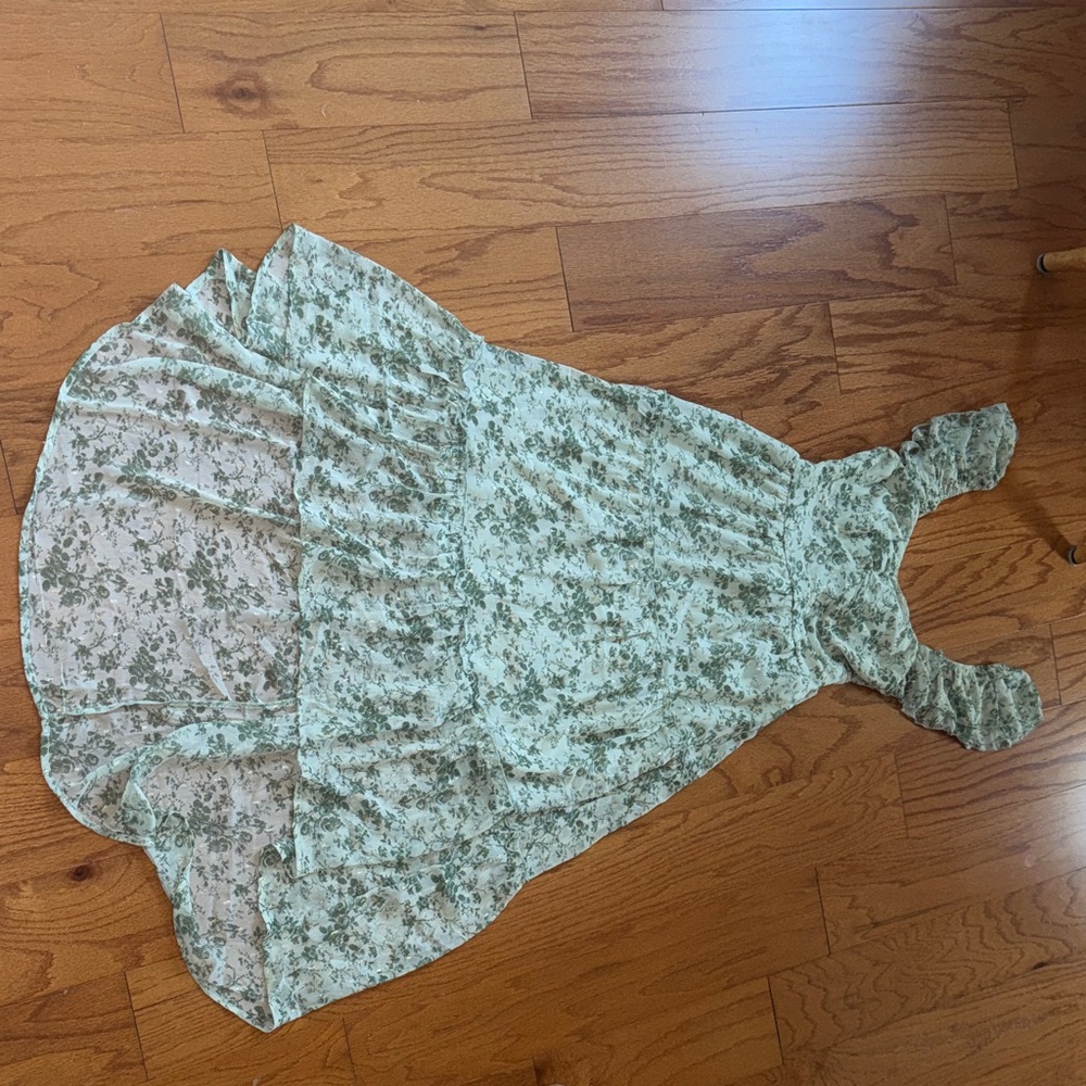 Altar'd State Mint Green Floral High-Low Dress